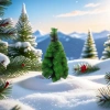 Green artificial Christmas tree, highly realistic pine needle decorative tree, festive home decoration details Picture